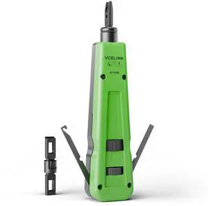 KEHIPI Punch Down Impact Tool with 110 & 66 Blades, Adjustable LO/HI Impact Force, Suitable for Keystone Jacks and 110 IDC Patch Panels, Green, 1 Pack