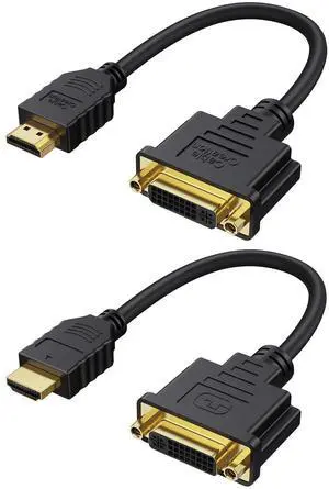 KEHIPI HDMI Male to DVI Female 0.5ft [2 Pack], Bi-Directional HDMI Male to DVI-I (24+5) Female Adapter, for PC, TV, TV Box, PS5, Blue-ray, Xbox,Switch