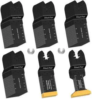 KEHIPI 50PCS Oscillating Saw Blades, Professional Universal Titanium Multitool Blades for Wood Plastics Metal, Quick Release Multi Tool Blades Kits Fit Dewalt Ryobi Milwaukee Rockwell Fein