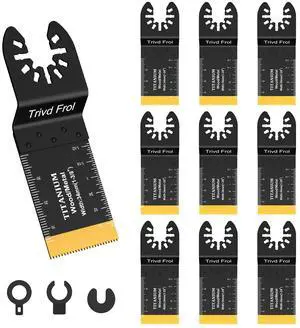 KEHIPI 10PCS Titanium Multitool Blades, Oscillating Saw Blades Metal Cutting for Nails Wood Plastic and Hard Material Oscillating Tool Blades Kit fit Dewalt Rockwell Milwaukee Bosch