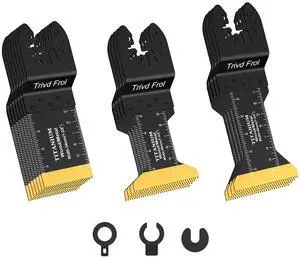 KEHIPI 15 PCS Titanium Oscillating Saw Blades Metal Cutting, Universal Multitool Blades for Soft Metal Nails Hard Material and Wood Plastic, Multi Tool Blades Kits Fit Dewalt Bosch Milwaukee Ryobi