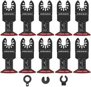 KEHIPI Bi-Metal Oscillating Saw Blades, 10 Pcs 1-3/4" Curved Edge Multitool Blades for Soft Metal, Hard Wood, Plastic,