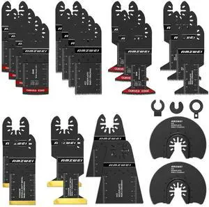 KEHIPI 25PCS Titanium Oscillating Tool Blade, Professional Bi-Metal Multitool Blades Kits for Wood Nails, Metal, Plastic, with Japanese Teeth Compatible with Dewalt Milwaukee Bosch Ryobi