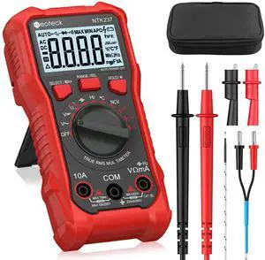 KEHIPI 2000 Counts Digital Multimeter Voltmeter Tester with NCV, LCD for AC/DC Voltage&Current, Resistance, Capacitance, Live Wire, Frequency, Temperature, Duty Cycle, Continuity, Diode Measuring-Red