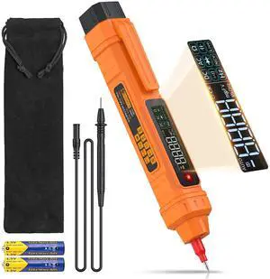 KEHIPI 2 in 1 Pen Type Digital Multimeter Non-Contact Voltage Tester 6000 Counts Intelligent Multimeter with LCD Display for AC/DC Voltage Resistance Diode Continuity Capacitance Frequency-Orange KEHIPI 2 in 1 Pen Type Digital Multimeter Non-Contact Voltage Tester 6000 Counts Intelligent Multimeter with LCD Display for AC/DC Voltage Resistance Diode Continuity Capacitance Frequency-Orange
