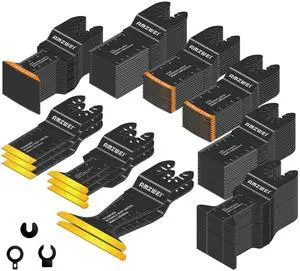 KEHIPI 118PCS Oscillating Tool Blades Metal Wood Cutting, Professional Curved Edge Oscillating Saw Blades with Titanium Multitool Blades, Compatible with Dewalt Milwaukee Ryobi Rockwell Fein