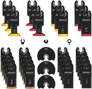 KEHIPI 35PCS Multitool Blades, 7 Types Titanium & HCS Oscillating Tool Blades for Wood Metal Plastic, Quick Release Saw Blades Compatible with Dewalt Rockwell Fein Milwaukee Ryobi KEHIPI 35PCS Multitool Blades, 7 Types Titanium & HCS Oscillating Tool Blades for Wood Metal Plastic, Quick Release Saw Blades Compatible with Dewalt Rockwell Fein Milwaukee Ryobi
