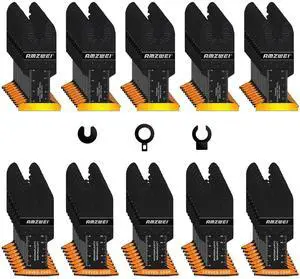 KEHIPI 100PCS Oscillating Tool Blades, Titanium & HCS Oscillating Saw Blades for Metal/Wood/Plastic Cutting, Curved Edge Multi Tool Blades Fit for Dewalt, Milwaukee, Dremel, Ryobi, Rockwell