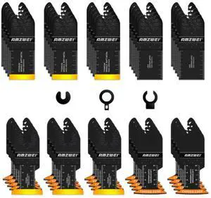 KEHIPI 50PCS Titanium Oscillating Tool Blades, Curved Edge Oscillating Saw Blades for Metal, Wood, Plastic, Quick Release Multi Tool Blades Compatible with Dewalt Milwaukee Ryobi Rockwell Fein