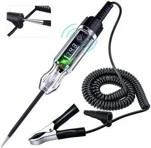 KEHIPI Premium Automotive Buzzer Test Light, 3-72V DC Digital LED Circuit Tester, Light Tester with Voltmeter & Dual Color Polarity Indicate, Auto Bidirectional Voltage Tester Electric Test Pen