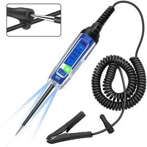 KEHIPI Upgraded 3-72V Automotive Circuit Tester with Voltmeter, Heavy Duty LCD Backlight Display Test Light with 140 Inch Extended Wire & Illumination, Bidirectional DC Voltage Tester Electric Light