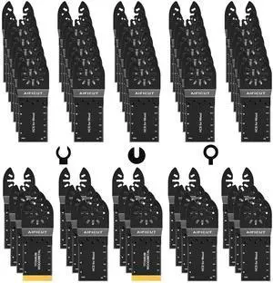 KEHIPI 55 PCS Oscillating Saw Blades Quick Release Universal oscillating Tool Blades Wood Plastics and Metal Multitool Blade Kits for Wood fit Dewalt Rockwell Milwaukee Makita Ryobi