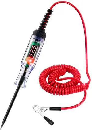 KEHIPI Automotive Test Light 5-90V Digital LED Circuit Tester with Voltage Display, Auto Bidirectional Light Tester, Electrical Voltage Tester with Extended Spring Wire & Probe for Car/RV/Vehicles