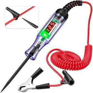 KEHIPI Test Light Automotive 5-90V Digital LED Circuit Tester with Voltage Display, Auto Bidirectional Voltage Tester, Electric Test Pen with Extended Spring Wire & Probe for Car RV Fuse Checker