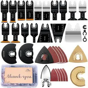 KEHIPI 86 Pack Oscillating Saw Blades with Case, Arc Edge Multitool Blades, Oscillating Tool Blade, Bi-Metal for Wood/Metal/Plastic Kits Fit for Milwaukee Ryobi