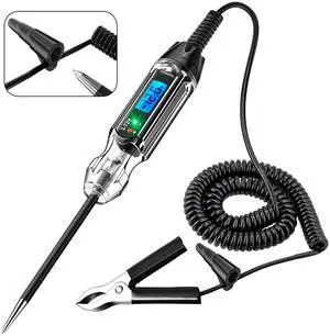 KEHIPI Heavy Duty 3-72V Backlit Digital LCD Circuit Tester, Automotive Test Light with 140 Inch Extended Wire and 2 Polarity Indicate LED Lights, Car Truck Low DC Voltage & Light Tester with Stainless