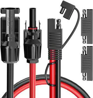 KEHIPI Solar Panel Connectors to SAE Adapter Cable 10AWG Solar to SAE PV Extension Wire with 2PCS Polarity Reverse Adapters for RV, Caravan, Battery Charger Kit