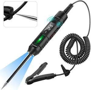 KEHIPI Heavy Duty 3-72V Digital LED Automotive Test Light,Circuit Tester with Polarity Indicate and Illuminating Lights, Car Truck Low DC Voltage Light Tester with Stainless Probe & 142 Inch Extended