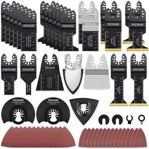 KEHIPI 128PCS Oscillating Tool Blade, Wood Metal Cutting and Sandpaper Oscillating Tool Accessories with Titanium Quick Tooth Japanese Tooth Multitool Blade Fit More Oscillating Tools