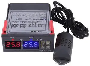 KEHIPI STC-3028 AC 110-220V 10A Digital Temperature Controller Dual Display Thermostat Thermoregulator Heating Cooling Switch Digital Hygrometer with SHT20 Probe (AC 110-220V)