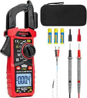 KEHIPI Digital Clamp Meter Multimeter with D-Shaped Jaw for AC/DC Current & Voltage, Auto-ranging 4000 Counts Voltage Tester with Flashlight Backlight, Measuring Temperature Continuity Diode NCV