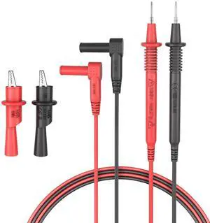 KEHIPI Test Leads Set Multimeter Leads and Alligator Clips, Insulated Test Leads CAT III 1000V with Threaded Alligator Clips, 4mm Test Leads Threaded Probes Tip