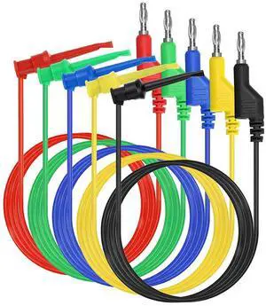 KEHIPI 39 Inch Multimeter Test Lead Set - 5 Pcs Stackable Banana Plug to Test Hook Wire Cable Kit with Protective, Flexible Wire Leads for Electrical Testing 500V/5A