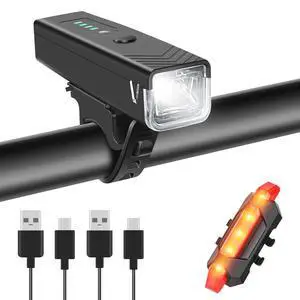 KEHIPI Ultra Bright USB Rechargeable Bike Light Set,Powerful Bicycle Front Headlight and Back Taillight,Easy to Install for Night Riding Fits All Bicycles,Mountain,Road or Camping