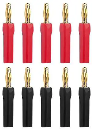 KEHIPI 4mm Speaker Banana Plugs-Open Screw Type, Insulated 24K Gold Plated Speaker Wire Banana Plugs Connectors (5 Pairs(10 pcs)) KEHIPI 4mm Speaker Banana Plugs-Open Screw Type, Insulated 24K Gold Plated Speaker Wire Banana Plugs Connectors (5 Pairs(10 pcs))