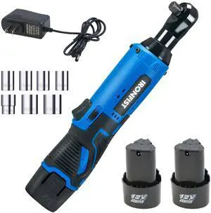 KEHIPI  Cordless Electric Ratchet Wrench Set, 3/8" 12V Power Ratchet Driver, 2-Pack Lithium-Ion Batteries, 7 Sockets and Charger