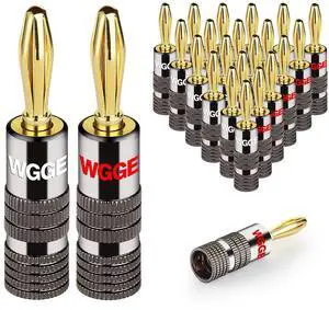 KEHIPI WG-029 Banana Plugs Audio Jack Connector, 24k Gold Dual Screw Lock Speaker Connector for Speaker Wire, Wall Plate, Home Theater, Audio/Video Receiver, and Sound Systems ((12 Pairs (24 Plugs)))