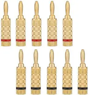KEHIPI WG-3333 24k Gold Plated Speaker Banana Plugs-Closed Screw Type (5 Pairs (10 PLUGS)) KEHIPI WG-3333 24k Gold Plated Speaker Banana Plugs-Closed Screw Type (5 Pairs (10 PLUGS))