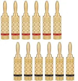 KEHIPI WG-3333 24k Gold Plated Speaker Banana Plugs-Closed Screw Type (6 Pairs (12 Plugs)) KEHIPI WG-3333 24k Gold Plated Speaker Banana Plugs-Closed Screw Type (6 Pairs (12 Plugs))