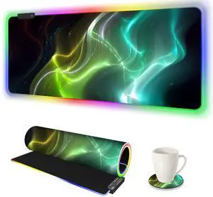KEHIPI Large Gaming Mouse Pad RGB, Keyboard Led Mousepad Extended 35.4 x 15.8 inch Non-Slip Rubber Base with 14 Lighting Modes, Big Desk Mat Waterproof, Cool Aurora KEHIPI Large Gaming Mouse Pad RGB, Keyboard Led Mousepad Extended 35.4 x 15.8 inch Non-Slip Rubber Base with 14 Lighting Modes, Big Desk Mat Waterproof, Cool Aurora