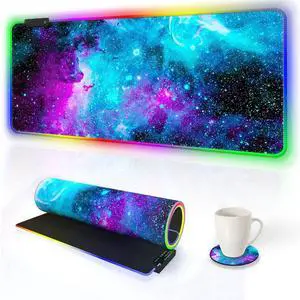 KEHIPI RGB Gaming Mouse Pad Extended, Large Led Mousepads Non-Slip Rubber Base with 14 Lighting Modes, Computer Keyboard Mat Soft Desk pad Waterproof 35.4 x 15.8 inches, Galaxy Nebula Universe KEHIPI RGB Gaming Mouse Pad Extended, Large Led Mousepads Non-Slip Rubber Base with 14 Lighting Modes, Computer Keyboard Mat Soft Desk pad Waterproof 35.4 x 15.8 inches, Galaxy Nebula Universe