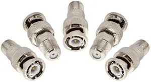 KEHIPI F-Type to BNC Coax Adapter BNC Male to F Female Coaxial Cable Connector Adapter RG6 Coax Connector for CCTV Camera Satellite Scanner RG6/RG59/RG58/SDI/HD SDI (5 Pack) KEHIPI F-Type to BNC Coax Adapter BNC Male to F Female Coaxial Cable Connector Adapter RG6 Coax Connector for CCTV Camera Satellite Scanner RG6/RG59/RG58/SDI/HD SDI (5 Pack)