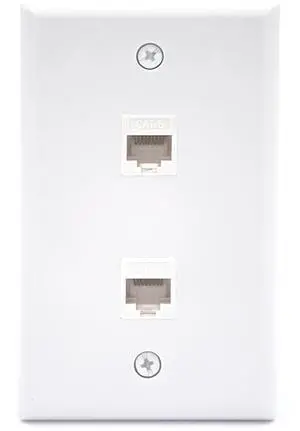 KEHIPI Ethernet Wall Plate 2-Port (UL Listed), Cat6 Female to Female Wall Jack, RJ45 Keystone Inline Coupler Wall Outlet, White