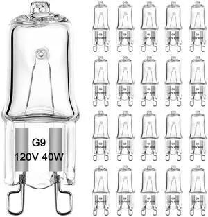 KEHIPI G9 Bulb, 20 Pack G9 Halogen Light Bulbs 2 Pin Base JC Type, 120V T4 Bi-Pin 40W Xenon Small Light Bulb for Chandeliers, Pendants, Cabinet Lights, Bathroom Light Bulbs, Warm White 2700K, Dimmable KEHIPI G9 Bulb, 20 Pack G9 Halogen Light Bulbs 2 Pin Base JC Type, 120V T4 Bi-Pin 40W Xenon Small Light Bulb for Chandeliers, Pendants, Cabinet Lights, Bathroom Light Bulbs, Warm White 2700K, Dimmable