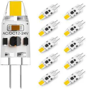 KEHIPI G4 LED Bulb 1W Equivalent to 10W T3 JC Type Bi-Pin G4 Base Halogen Bulb, AC/DC 12V Natural White 4000K G4 Bulbs for Under Cabinet Light, Ceiling Lights, RV, Boats, Landscape Lighting (10 Pack)