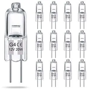 KEHIPI G4 Bulb 12 Pack Crystal Clear Halogen Light Bulb 2 Pin 12V 20W JC T3 Bi-Pin G4 Base Dimmable 2700K Warm White 2 Prong Light Bulb for Under Cabinet Puck Light, Chandeliers, Landscape Lighting KEHIPI G4 Bulb 12 Pack Crystal Clear Halogen Light Bulb 2 Pin 12V 20W JC T3 Bi-Pin G4 Base Dimmable 2700K Warm White 2 Prong Light Bulb for Under Cabinet Puck Light, Chandeliers, Landscape Lighting