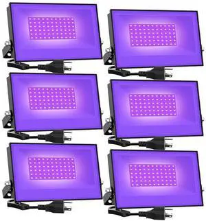 KEHIPI 6 Pack 38W LED Black Lights, Blacklight Flood Light with Plug, IP66 Waterproof, for Halloween Party, Glow in The Dark, Stage Lighting, Aquarium, Body Paint, Fluorescent Poster, Neon Glow KEHIPI 6 Pack 38W LED Black Lights, Blacklight Flood Light with Plug, IP66 Waterproof, for Halloween Party, Glow in The Dark, Stage Lighting, Aquarium, Body Paint, Fluorescent Poster, Neon Glow