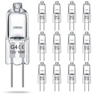 KEHIPI G4 Bulb, 12 Pack Halogen Light Bulb 2 Pin 12V 10W, T3 JC Type G4 Light Bulbs Replacement for Under Cabinet Puck Light, Chandeliers, Landscape Lighting, Dimmable, 2700K Warm White KEHIPI G4 Bulb, 12 Pack Halogen Light Bulb 2 Pin 12V 10W, T3 JC Type G4 Light Bulbs Replacement for Under Cabinet Puck Light, Chandeliers, Landscape Lighting, Dimmable, 2700K Warm White