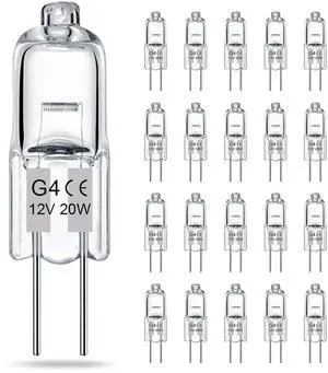 KEHIPI G4 Bulb, Halogen Light Bulbs 2 Pin 12V 20W T3 Bi-Pin G4 Base, G4 Light Bulbs Replacement for Under Cabinet Puck Light, Chandeliers, Landscape Lighting, Dimmable, 2700K Warm White, 20 Pack KEHIPI G4 Bulb, Halogen Light Bulbs 2 Pin 12V 20W T3 Bi-Pin G4 Base, G4 Light Bulbs Replacement for Under Cabinet Puck Light, Chandeliers, Landscape Lighting, Dimmable, 2700K Warm White, 20 Pack