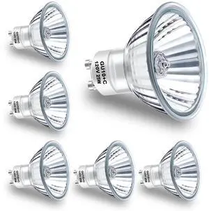 KEHIPI NP5 GU10 120V 25W Bulb Candle Warmer, 6 Pack GU10+C 120V 25W Bulbs with Glass Cover for Scent Wax Burner, Fragrance Melt, Warming Bulb MR16 JDR Dimmable, 2700K Warm White, Long Lifespan