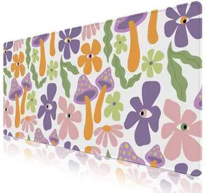 KEHIPI Desk Mat Mouse Pad Protector, Large Gaming Non Slip Computer Laptop Desk Blotter, Stitched Edges Keyboard Mouse Mat Desk Pad, 35.4" x 15.7" Extended Mousepad, Purple Mushroom Flowers Leaves KEHIPI Desk Mat Mouse Pad Protector, Large Gaming Non Slip Computer Laptop Desk Blotter, Stitched Edges Keyboard Mouse Mat Desk Pad, 35.4" x 15.7" Extended Mousepad, Purple Mushroom Flowers Leaves