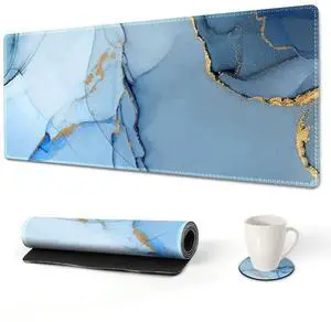 KEHIPI Extended Gaming Mouse Pad, XL Large Keyboard Mouse Mat Desk Pad with Stitched Edges, Durable Non-Slip Base Mousepad for Home Office Work, 35x15.7inch,Blue Marble KEHIPI Extended Gaming Mouse Pad, XL Large Keyboard Mouse Mat Desk Pad with Stitched Edges, Durable Non-Slip Base Mousepad for Home Office Work, 35x15.7inch,Blue Marble