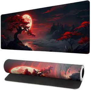 KEHIPI Gaming Mouse Pad Desk Pad,Extended Big Mouse Pad,31.5x11.8 Inch Long Computer Keyboard Mouse Mat Mousepad with 3mm Non-Slip Base and Stitched Edge for Gaming and Office (Red Moon Canyon) KEHIPI Gaming Mouse Pad Desk Pad,Extended Big Mouse Pad,31.5x11.8 Inch Long Computer Keyboard Mouse Mat Mousepad with 3mm Non-Slip Base and Stitched Edge for Gaming and Office (Red Moon Canyon)