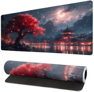 KEHIPI Gaming Mouse Pad Desk Pad,Extended Big Mouse Pad,31.5x11.8 Inch Long Computer Keyboard Mouse Mat Mousepad with 3mm Non-Slip Base and Stitched Edge for Gaming and Office (Night Lake) KEHIPI Gaming Mouse Pad Desk Pad,Extended Big Mouse Pad,31.5x11.8 Inch Long Computer Keyboard Mouse Mat Mousepad with 3mm Non-Slip Base and Stitched Edge for Gaming and Office (Night Lake)