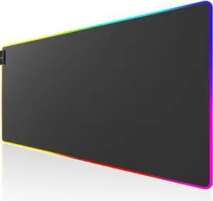 KEHIPI RGB Large Gaming Mouse Pad with Stitched Edges, Superior Micro-Weave Cloth, Non-Slip Base, Water Resist Coating, 31.5 x 15.7 in, RGB Black