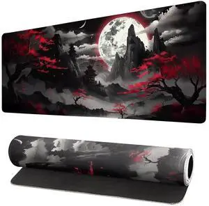 KEHIPI Extended Gaming Mouse Pad, Large Desk Mat XL Anime Mouse Pad Waterproof with Stitched Edges, Non-Slip Desktop Pad for Home and Office, Level Up Your 31.5x11.8 Inch (Night canyon2)